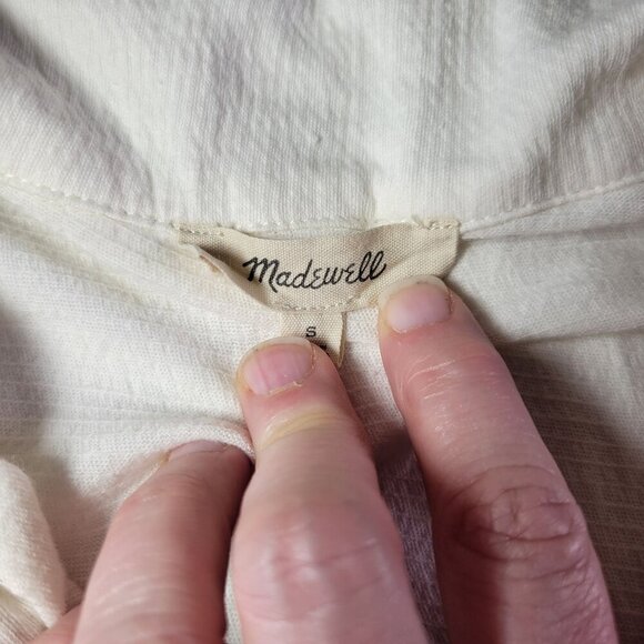 Madewell Women White Button-Down Short Sleeve Shirt With Pockets Size S - Picture 3 of 8
